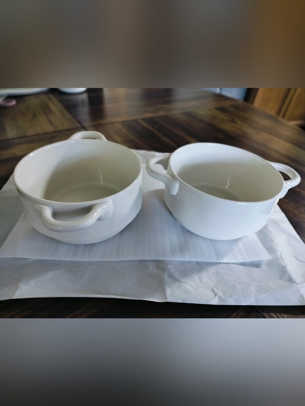 Sur La Table Handcrafted White Stoneware Double-Handled Soup Bowls - Set of 2